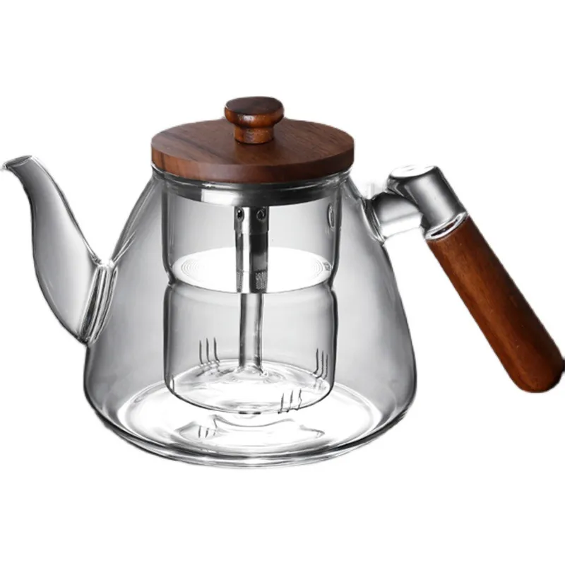 Peach Wood Steaming And Boiling Dual-Purpose High Borosilicate Glass Teapot