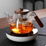 Peach Wood Steaming And Boiling Dual-Purpose High Borosilicate Glass Teapot
