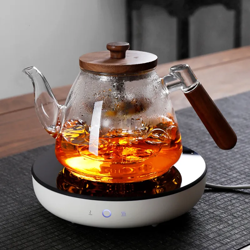 Peach Wood Steaming And Boiling Dual-Purpose High Borosilicate Glass Teapot