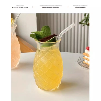Pineapple Glass Straw Cold Drink Cold Brew Cup 02