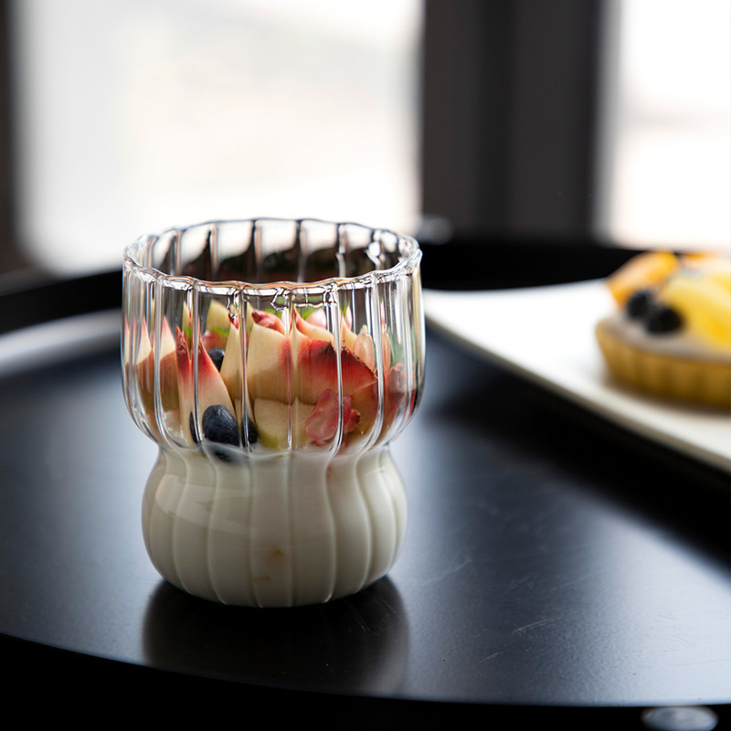 Vertical Pattern High Borosilicate Glass Cute Creative Dessert Cup