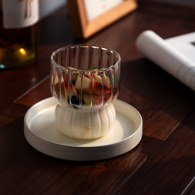 Vertical Pattern High Borosilicate Glass Cute Creative Dessert Cup