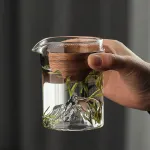 Wooden Ring Borosilicate Glass Tea Dispenser Fairness Cup