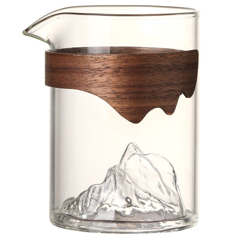 Wooden Ring Borosilicate Glass Tea Dispenser Fairness Cup