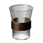 Wooden Ring Vertical Pattern High Borosilicate Glass Water Cup