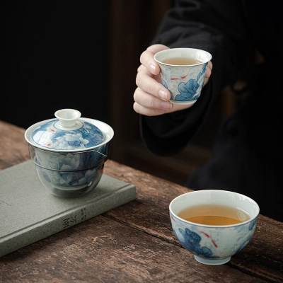 Imitation Blue And White Travel Tea Set Outdoor Quick Cup 01