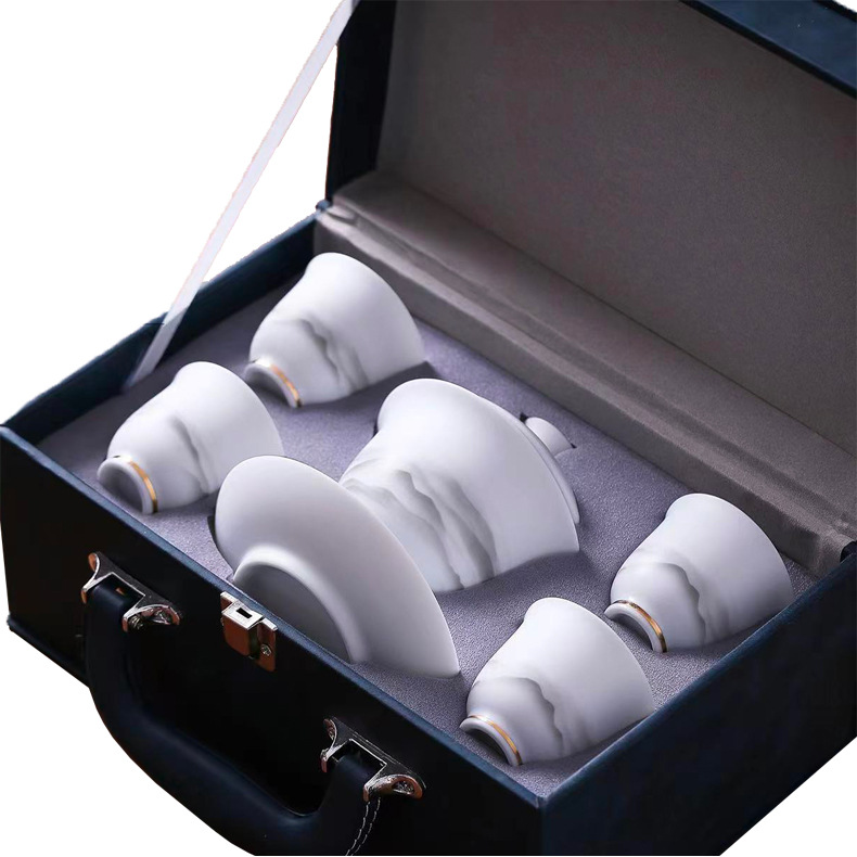 Mutton Fat Jade Kung Fu Tea Set Event Gift Souvenir