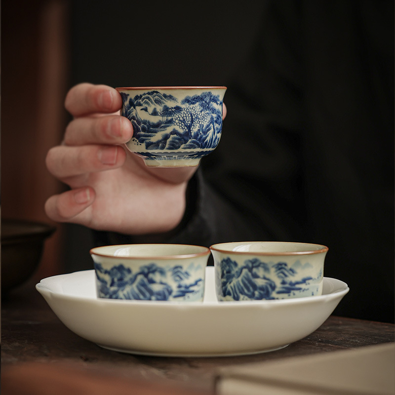 Blue And White Landscape Tea Cup Ceramic Kung Fu Tea Cup 13