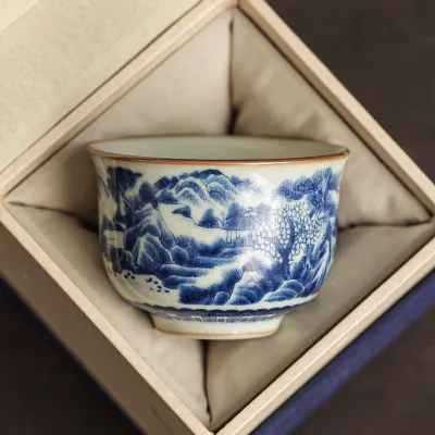 Blue And White Landscape Tea Cup Ceramic Kung Fu Tea Cup 13 01