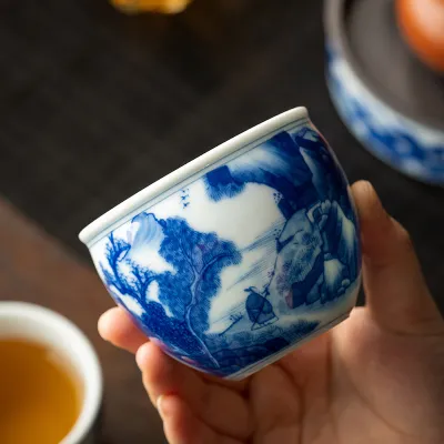 Blue And White Landscape Tea Cup Ceramic Kung Fu Tea Cup 18 01