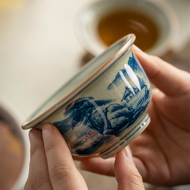 Blue And White Landscape Tea Cup Ceramic Kung Fu Tea Cup 1