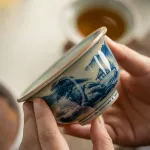 Blue And White Landscape Tea Cup Ceramic Kung Fu Tea Cup 1