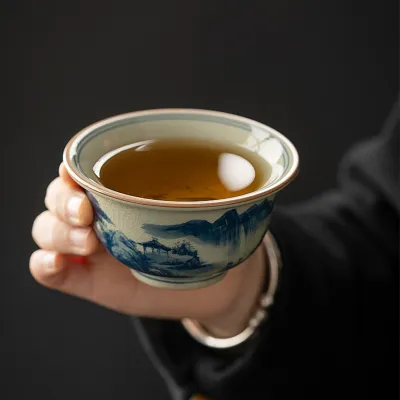 Blue And White Landscape Tea Cup Ceramic Kung Fu Tea Cup 1 02