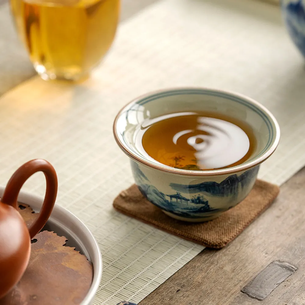 Blue And White Landscape Tea Cup Ceramic Kung Fu Tea Cup 1