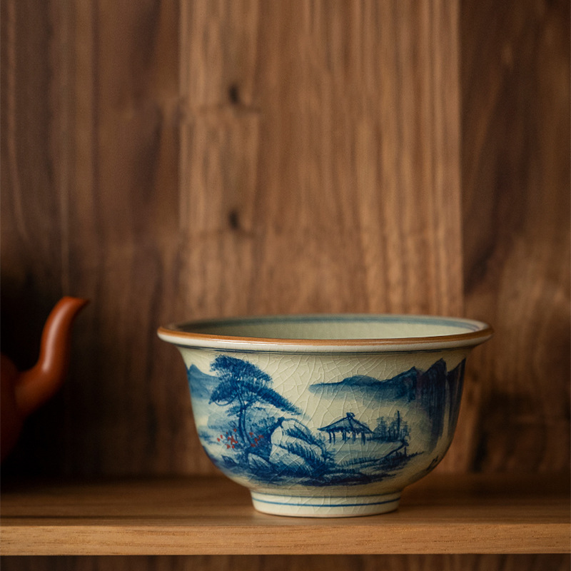 Blue And White Landscape Tea Cup Ceramic Kung Fu Tea Cup 1