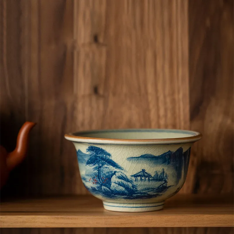 Blue And White Landscape Tea Cup Ceramic Kung Fu Tea Cup 1