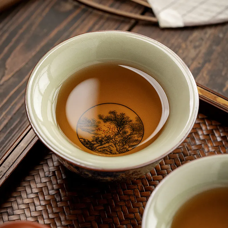 Blue And White Landscape Tea Cup Ceramic Kung Fu Tea Cup 17