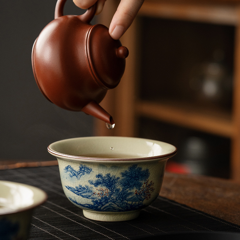 Blue And White Landscape Tea Cup Ceramic Kung Fu Tea Cup 17