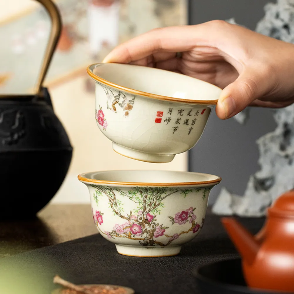 Single Ceramic Ru Kiln Kung Fu Tea Cup 13
