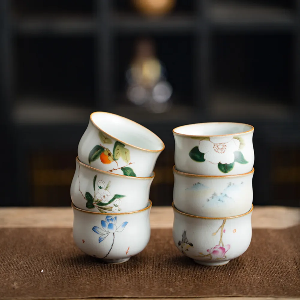 Single Ceramic Ru Kiln Kung Fu Tea Cup 20
