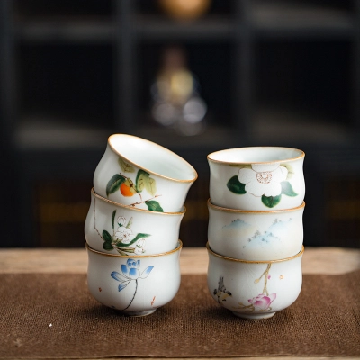 Single Ceramic Ru Kiln Kung Fu Tea Cup 20 01