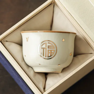 Single Ceramic Ru Kiln Kung Fu Tea Cup 5 01