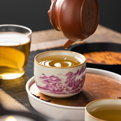 Single Ceramic Ru Kiln Kung Fu Tea Cup 23 02
