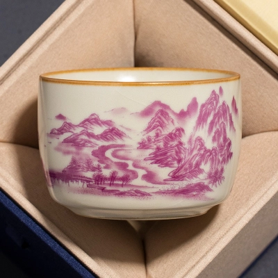 Single Ceramic Ru Kiln Kung Fu Tea Cup 23 01