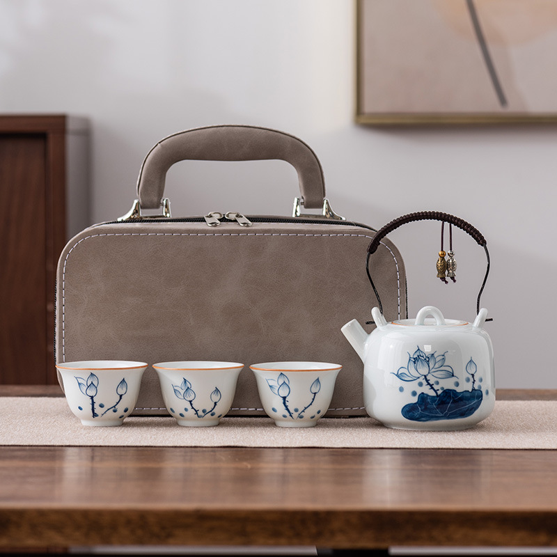 Handle Teapot Three Cups Outdoor Portable Teacup Set