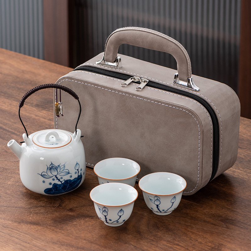 Handle Teapot Three Cups Outdoor Portable Teacup Set