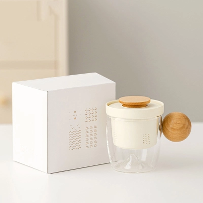 Simple Glass Ceramic Tea And Water Separation Cup With Lid 1 02