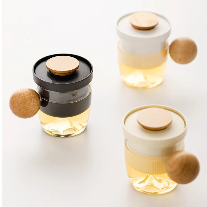 Simple Glass Ceramic Tea And Water Separation Cup With Lid 1