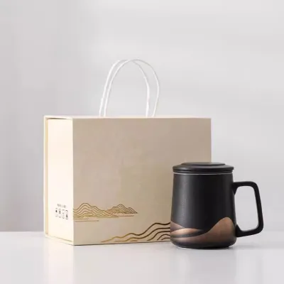Simple Ceramic Tea And Water Separation Cup With Lid 1 01
