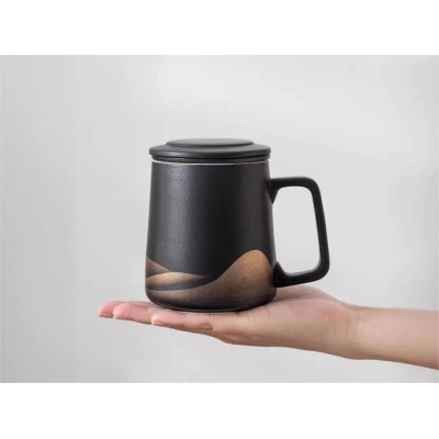 Simple Ceramic Tea And Water Separation Cup With Lid 1 02
