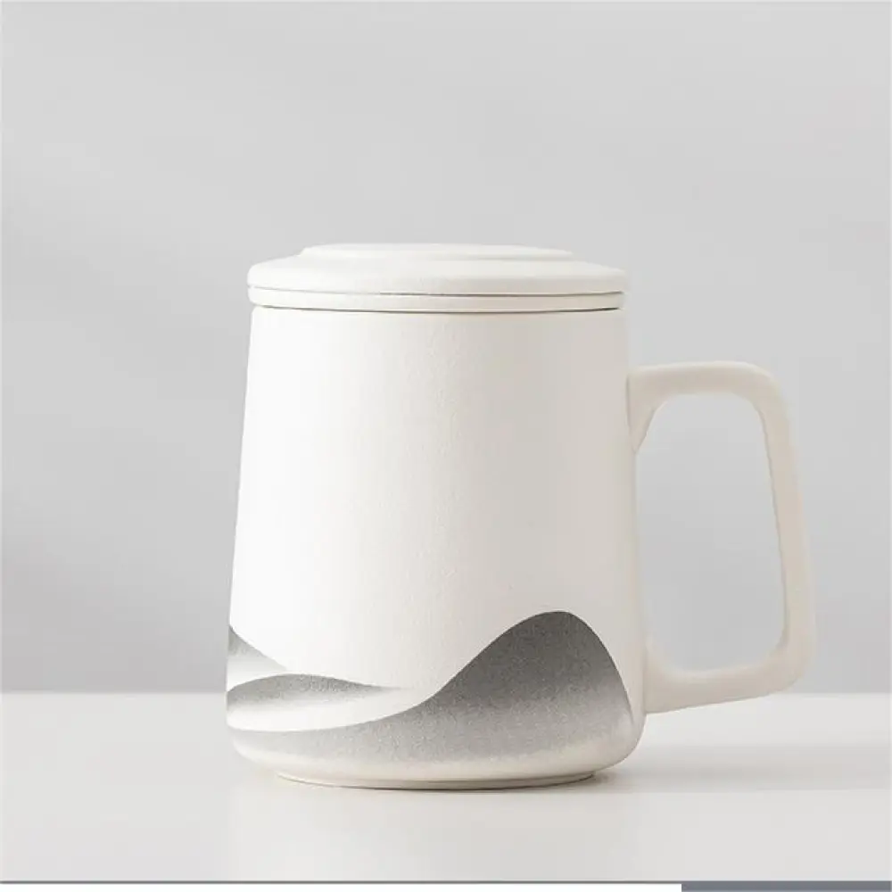 Simple Ceramic Tea And Water Separation Cup With Lid 1