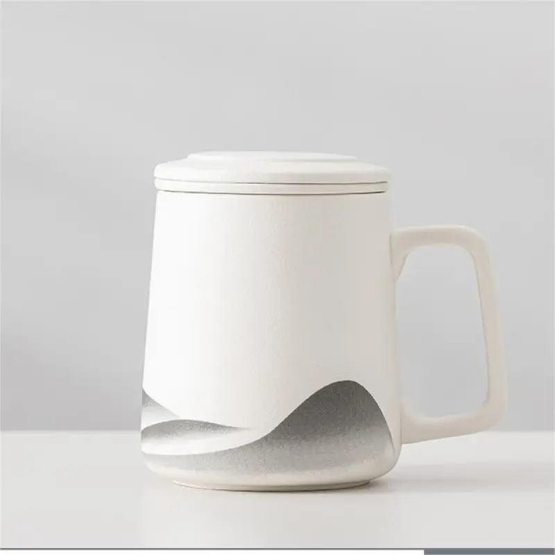 Simple Ceramic Tea And Water Separation Cup With Lid 1