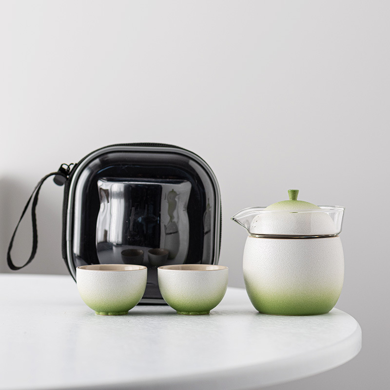 Handle Teapot Two Cups Outdoor Portable Teacup Set 1