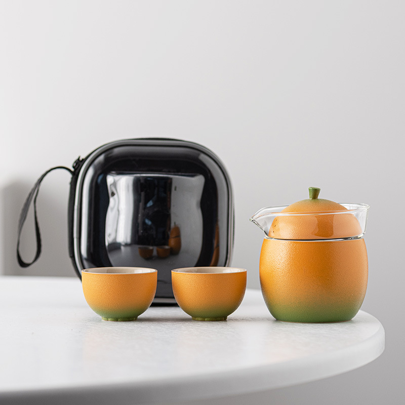 Handle Teapot Two Cups Outdoor Portable Teacup Set 1