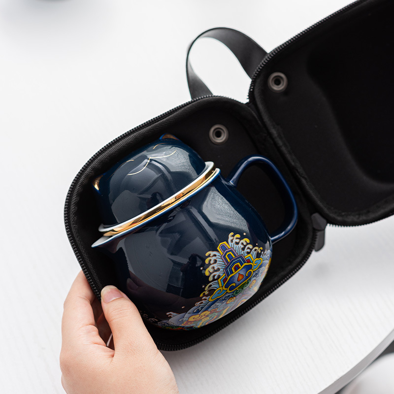 Handle Teapot Two Cups Outdoor Portable Teacup Set 2