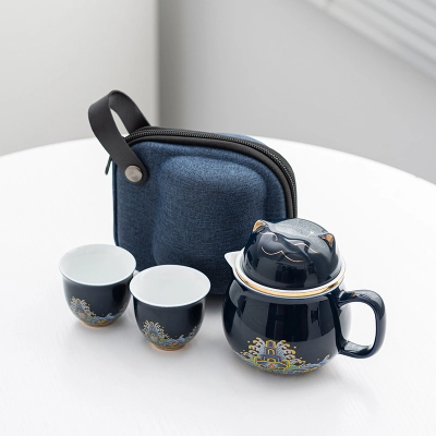 Handle Teapot Two Cups Outdoor Portable Teacup Set 2 02