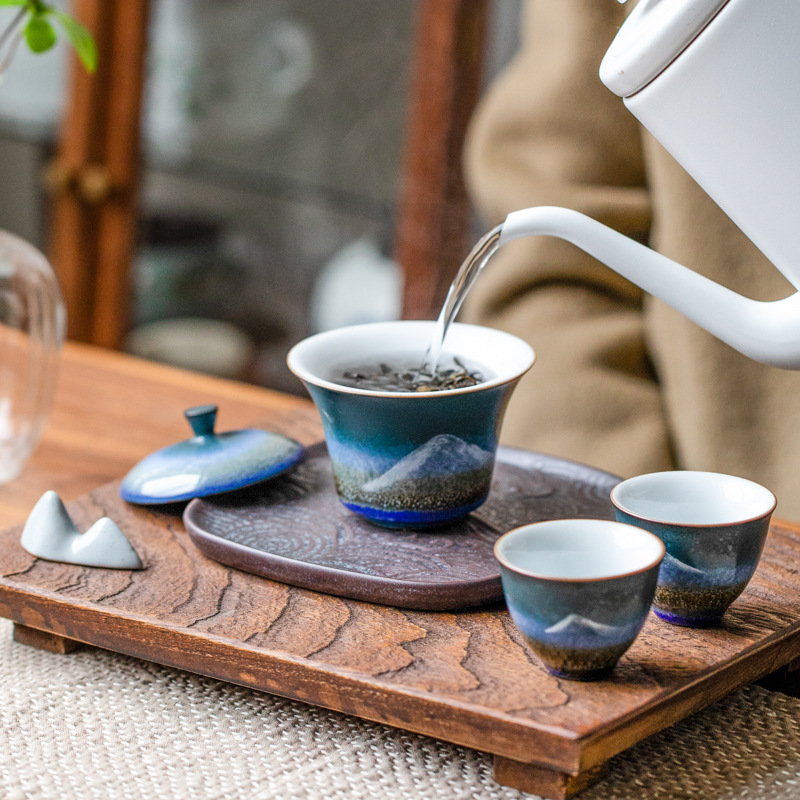 Handle Teapot Two Cups Outdoor Portable Teacup Set 3