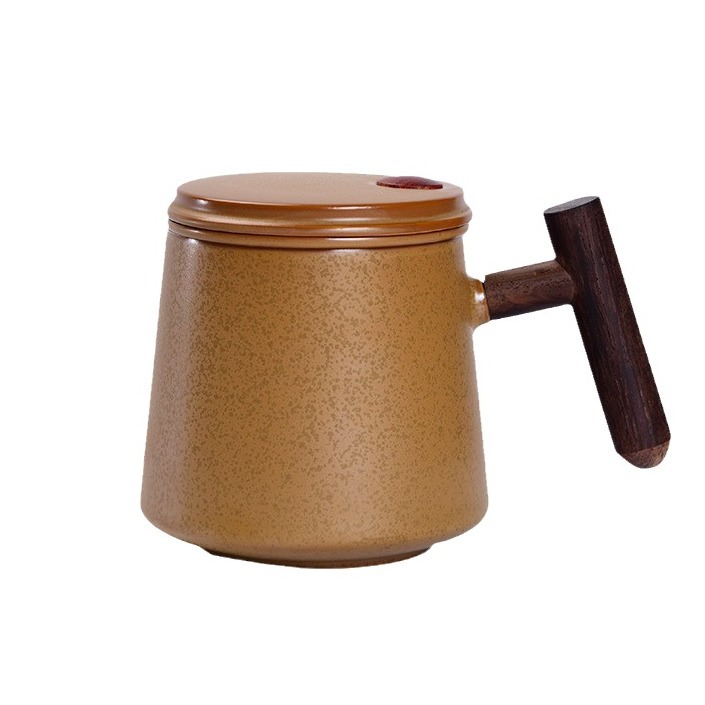 Simple Ceramic Tea And Water Separation Cup With Lid 2