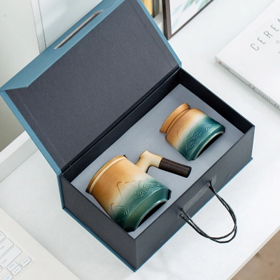 Simple Ceramic Tea And Water Separation Cup With Lid Tea Jar 02