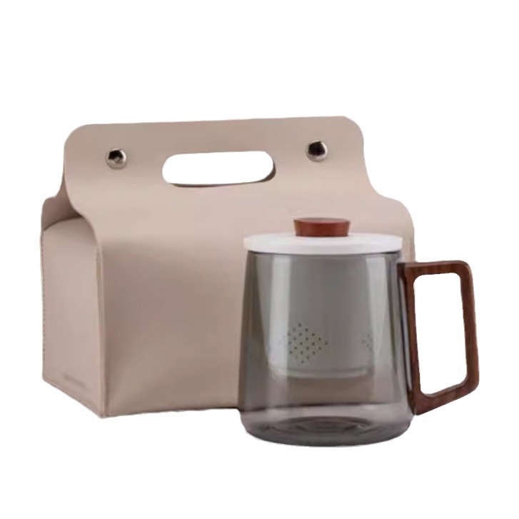 Simple Glass Ceramic Tea And Water Separation Cup With Lid 2