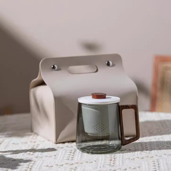 Simple Glass Ceramic Tea And Water Separation Cup With Lid 2