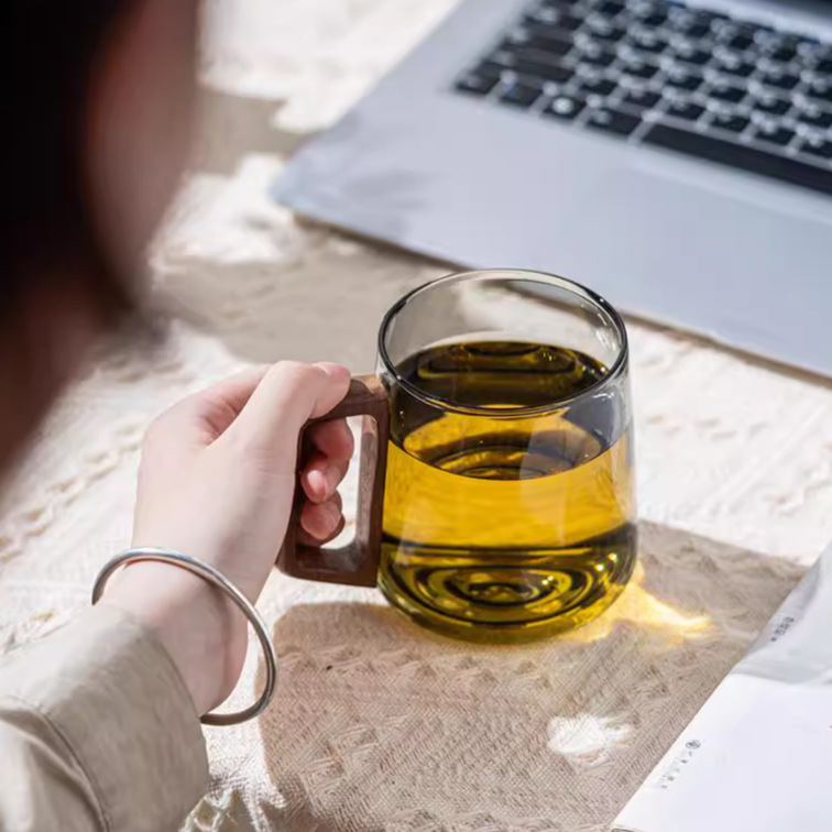 Simple Glass Ceramic Tea And Water Separation Cup With Lid 2