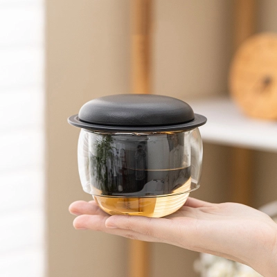 Simple Glass Ceramic Tea And Water Separation Cup With Lid 3 01