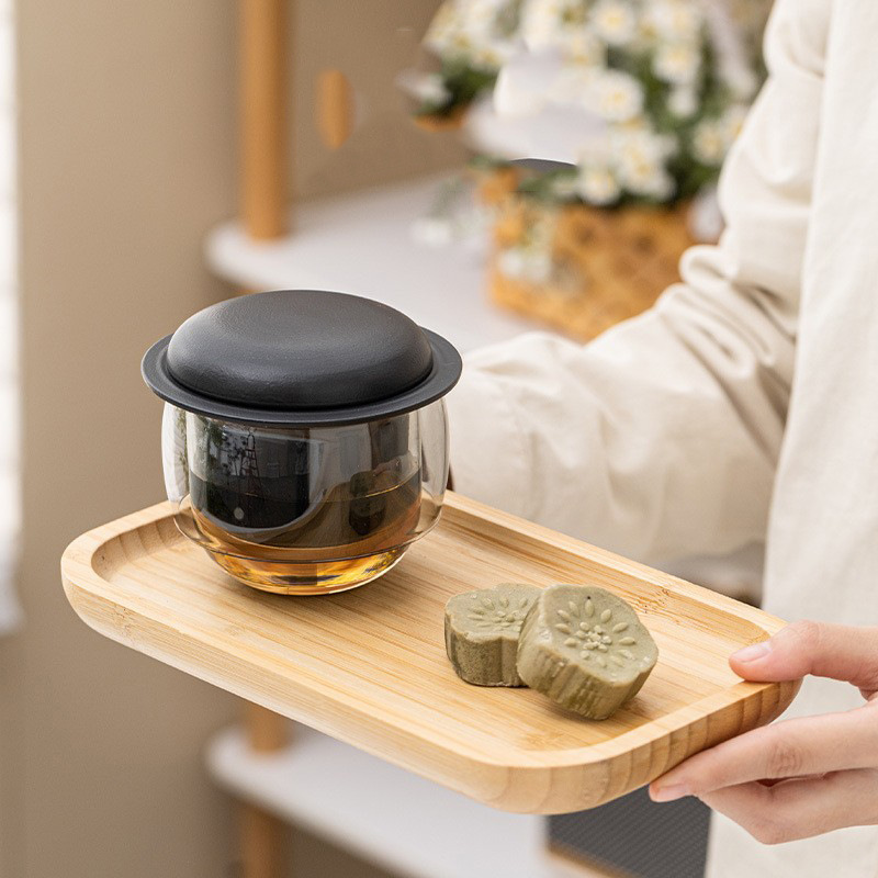 Simple Glass Ceramic Tea And Water Separation Cup With Lid 3