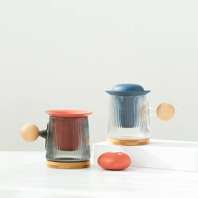 Simple Glass Ceramic Tea And Water Separation Cup With Lid 4 01
