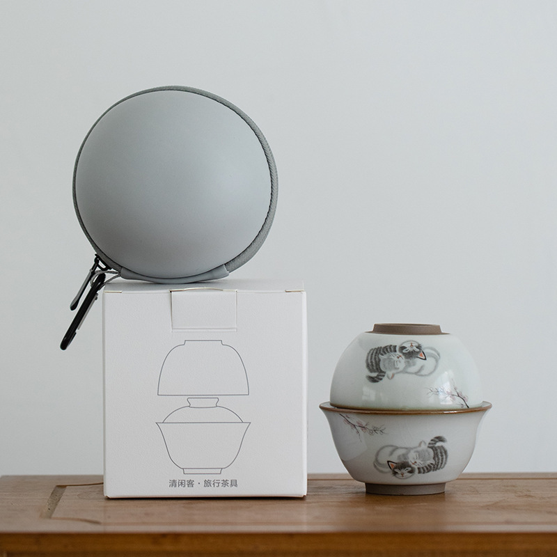 Travel Tea Set Outdoor Ceramic Teapot Teacup Gift Souvenir 10